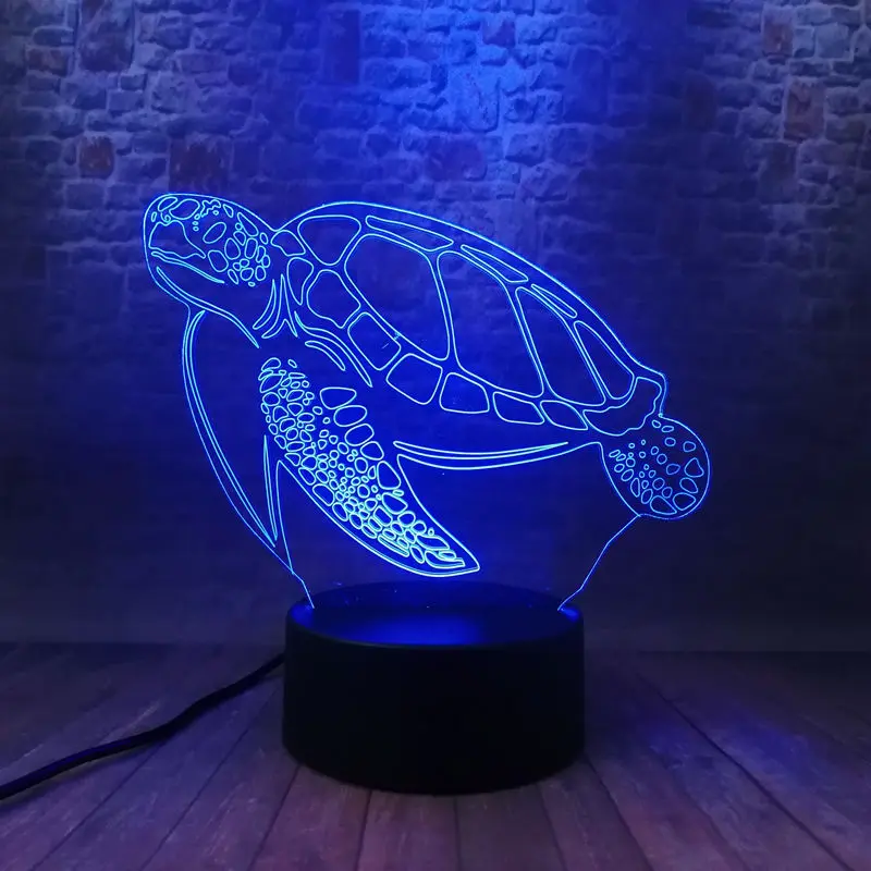 Морская черепаха анимационная фигурка модель 3D иллюзия светодиодный лампа 7