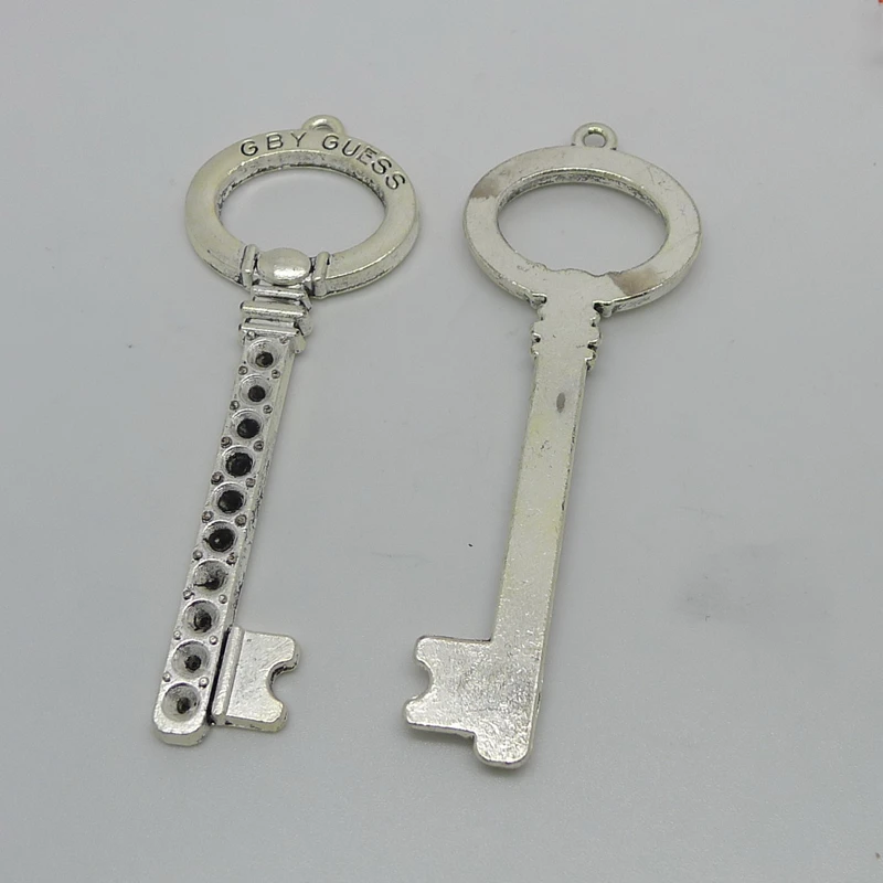 

RONGQING 25pcs/lot Circle Key Charms 69x26mm Big Key Charms Pendant for Jewelry Making