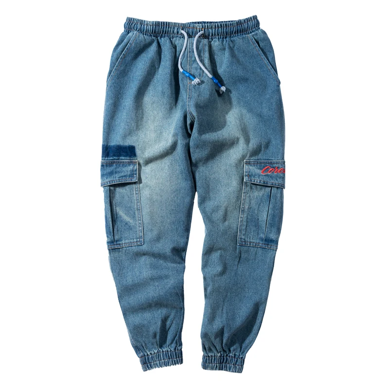 

Fashion Streetwear Men Jeans Loose Fit Big Pocket Denim Cargo Pants Harem Trousers Slack Bottom Hip Hop Joggers Jeans Men