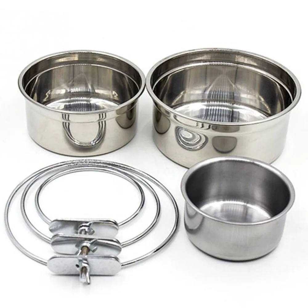 

Stainless Steel Bird Feeder Bowl Hanging Cup Pet Bowl Container for Cage Supplies