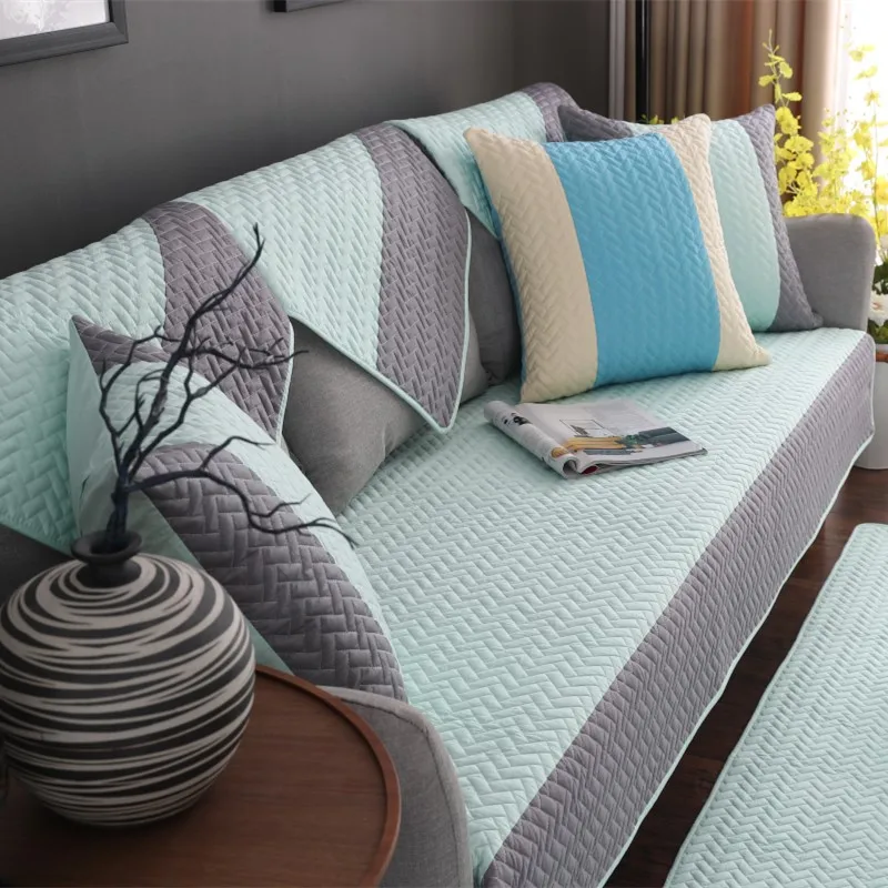 Двухцветные Чехлы для диванов хлопковые нескользящие чехлы и полотенец коврики