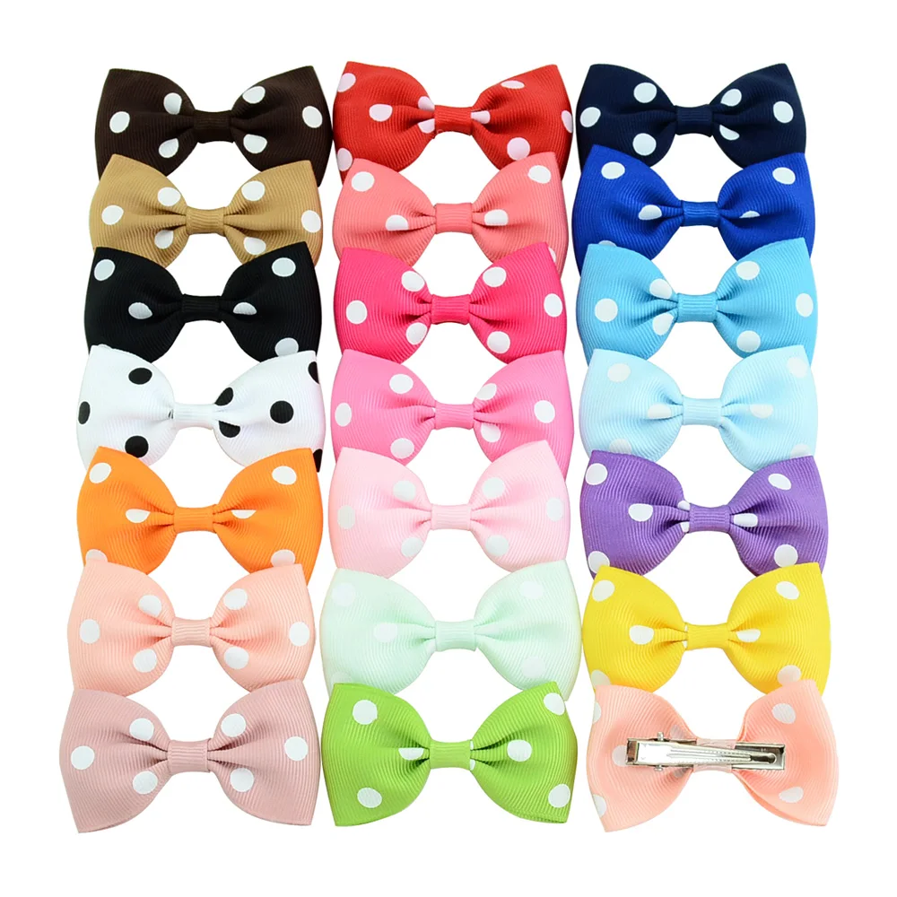 

20pcs/lot Cheering Candy Barrettes Kids Bowknots Dot Ribbon Hair Clip Bows Girls Hairpins Hair Accessories 720