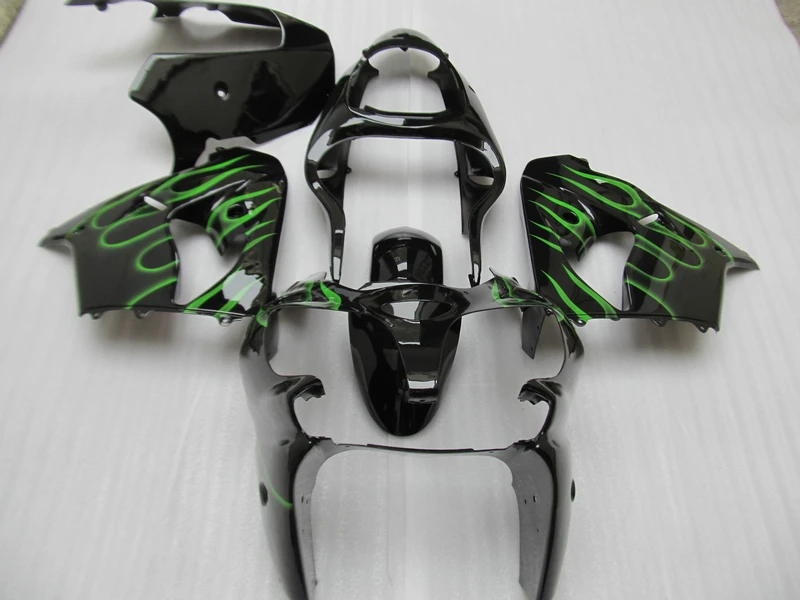 

Motorcycle fairing kit for Kawasaki ninja ZX9R 2000 2001 green flames black fairings set ZX 9R 00 01 OT02