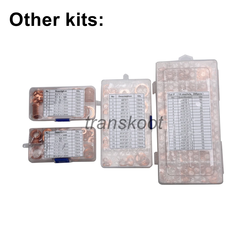 280 шт./компл. набор красных медных шайб уплотнительное кольцо прокладок с чехлом 12