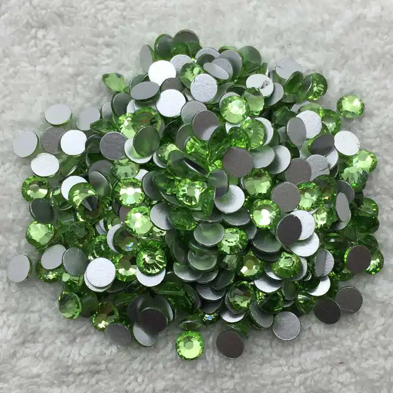 TopStone Peridot цвет SS3 ~ SS34 плоский задник Стразы без горячей фиксации Серебристые