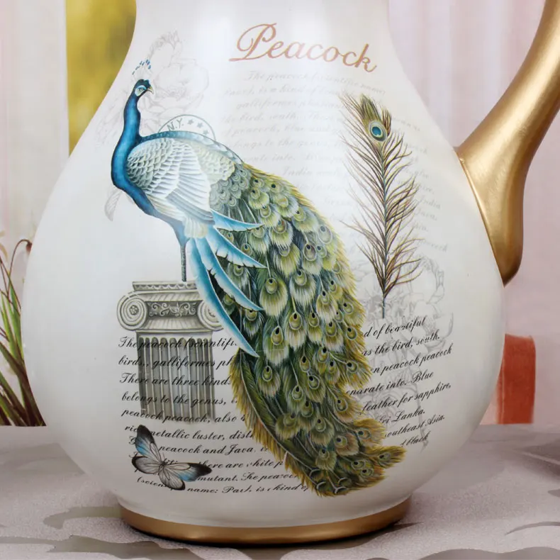 Европейский роскошный молочный горшок с павлином ваза цветочным орнаментом