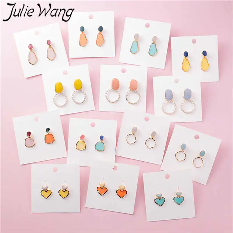 Julie Wang 1 пара акриловых шпильки геометрической формы серьги различной