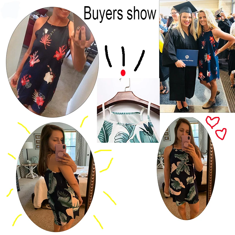 ZSIIBO Women's Print Summer Beach Vacation Dating Short Loose Neckline Floral Print Sleeveless Casual Comfort Mini Dress