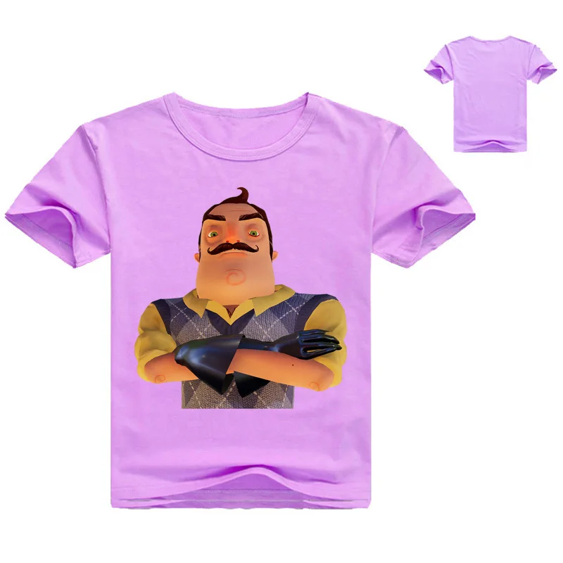 Хлопковые футболки с принтом Hello neigher для детей короткими рукавами больших