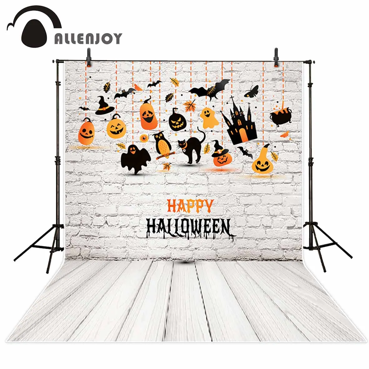 Фон для фотосъемки Allenjoy белая кирпичная стена мультфильм ребенок Хэллоуин