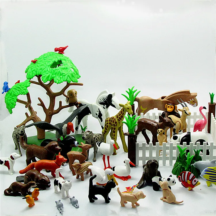Детские Оригинальные игрушки животные от Playmobil рыба птица собака для девочек