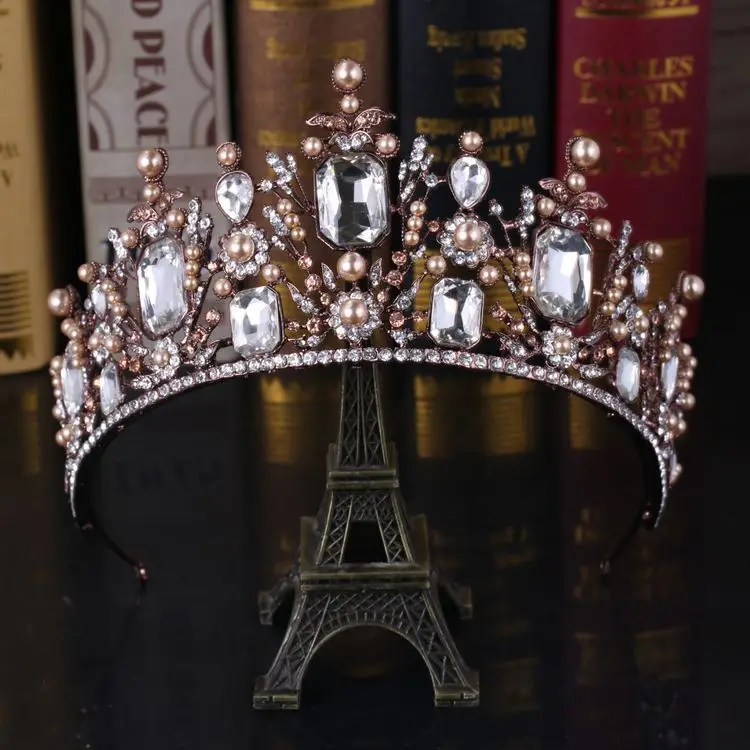 HIMSTORY Luxury Vintage Gun Black Tiara Crown Queen European Wedding Tiaras Bronze Large Crowns Cosplay Birthday Hair Jewelry | Украшения и
