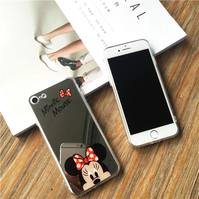 Роскошные Зеркало с Микки Маусом Минни чехол для iPhone X Любители покрытие мягкий