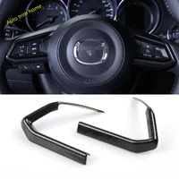 lapetus steering wheel button strip cover trim interior refit kit fit for mazda 3 2017 2018 abs matte red carbon fiber look