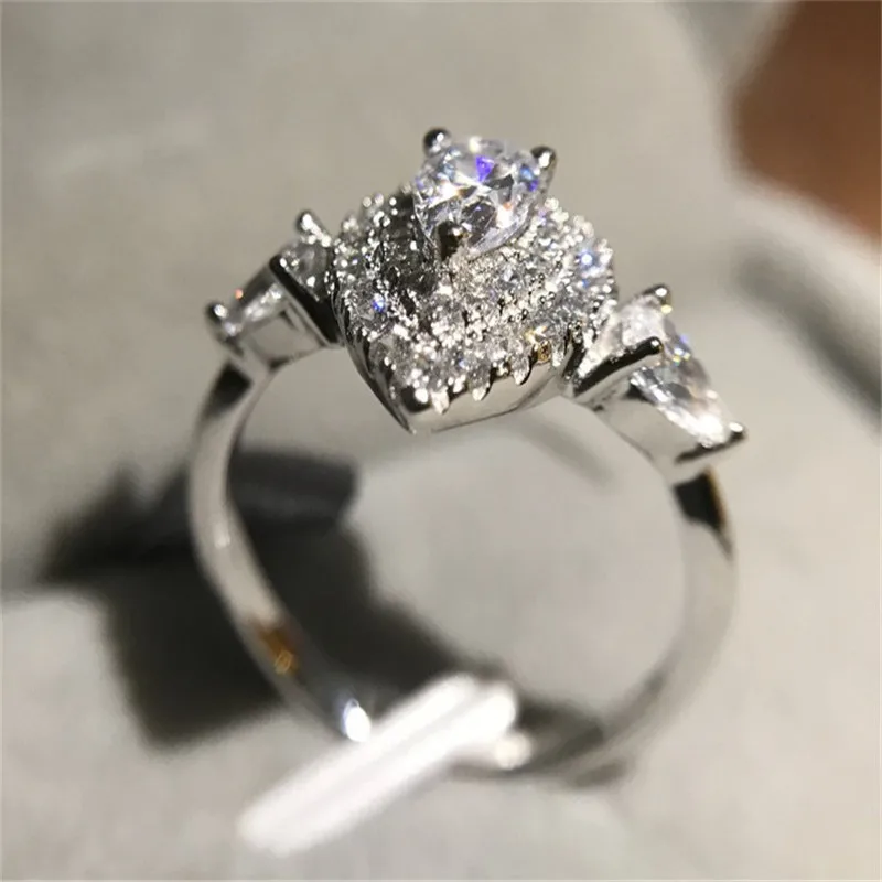 CC Ювелирные изделия 925 Серебряные кольца для женщин модные розовые капли воды