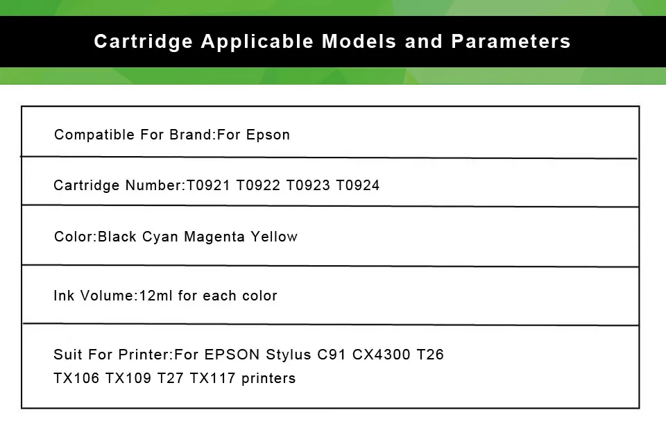 Картридж T0921 для Epson T0921N с чернилами и чипом для Epson Stylus TX117 TX119 TX109 TX106 T27 T26 C91 CX4300 принтер