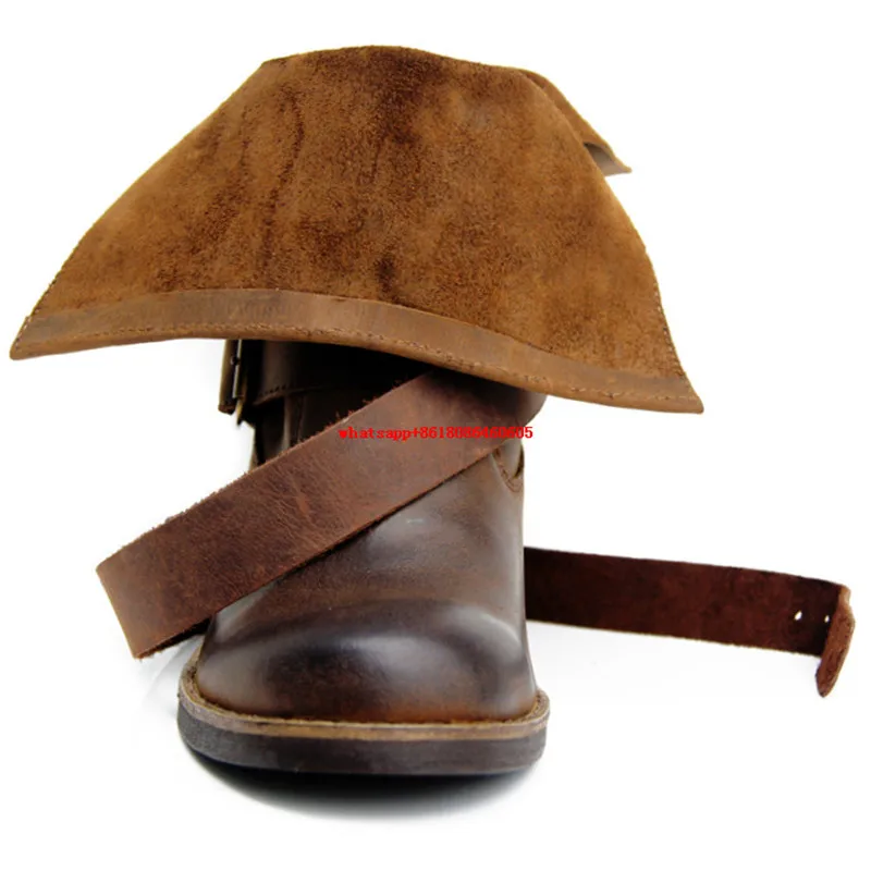 Женские зимние ковбойские ботинки Choudory черные коричневые из натуральной кожи на