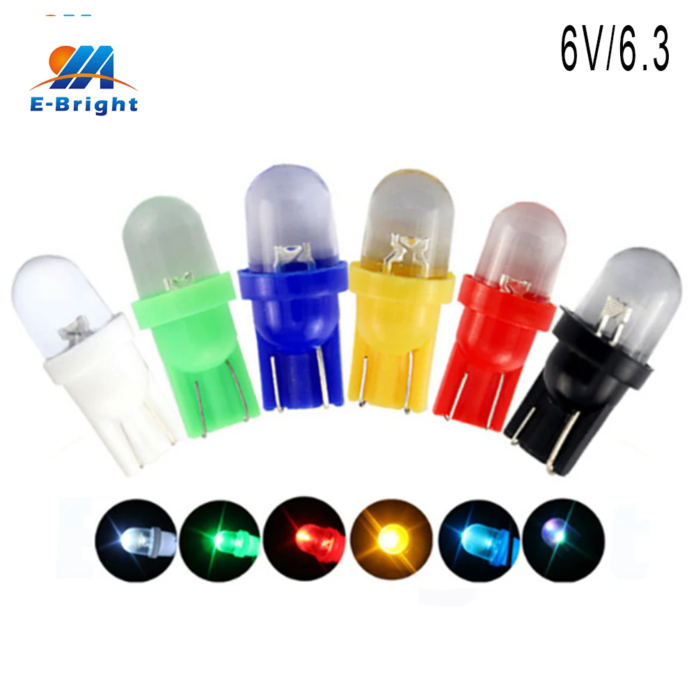 10X6 вольт Светодиодная лампа Pinball R объектив T10 W5W 2825 158 192 168 194 лампы 6V 6,3 V белый синий RGB Красный зеленый янтарь