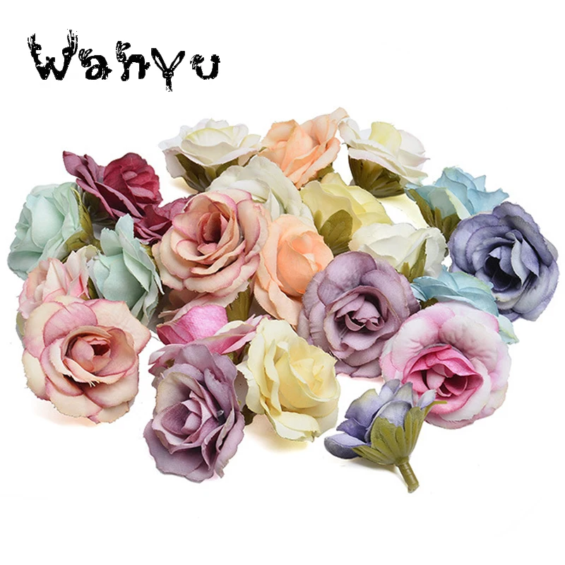 Новые 80шт/лот 12 цветов искусственный цветок 4см головки розы из шелка для свадебной вечеринки домашнего декора ДИЙ венок аксессуары.