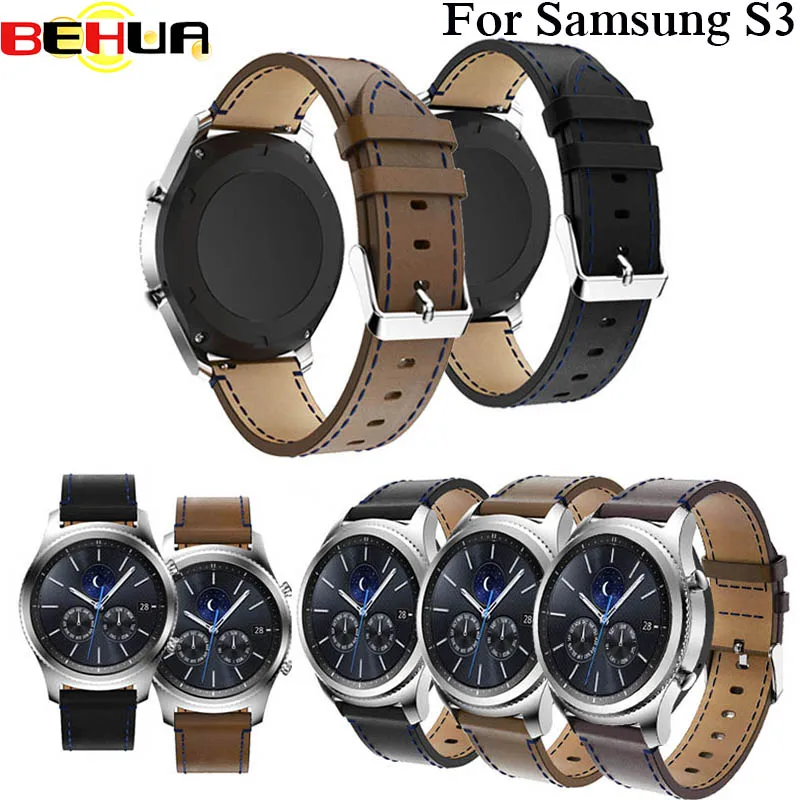 22 мм браслет из натуральной кожи ремешок для часов Samsung Gear S3 Classic Frontier Galaxy часы 46 45