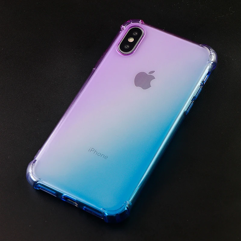 Fashion Gradient Phone Cases for iPhone X XS MAX XR 6 s 7 8 Plus Fitted Case Soft Silicone Mobile Cell Covers Accessories | Мобильные