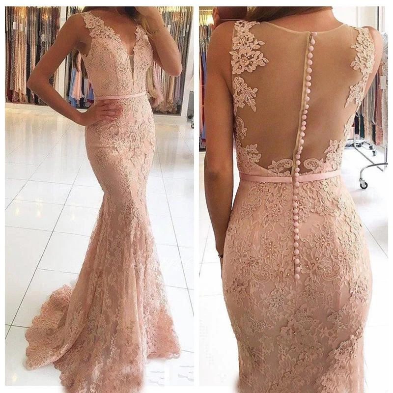 Новое поступление розовые кружевные вечерние платья на бретелях спагетти с