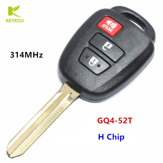 KEYECU 3 Buttons Replacement Remote Key Fob 314.2MHz with H Chip for Toyota Rav4 Highlander Sequoia Tacoma Tundra FCC: GQ4-52T