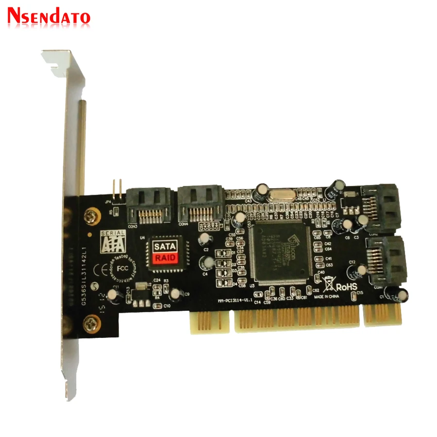 PCI Sata Внутренний Порты и разъёмы s Serial ATA контроллер карты 4 Sil3114 Чипсет 013577 с 2