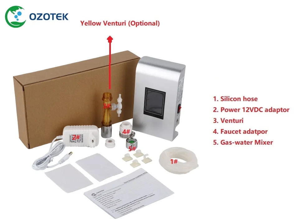 OZOTEK Интеллектуальный генератор озона TWO002 12VDC поток воды 200-900 л/час для кухни