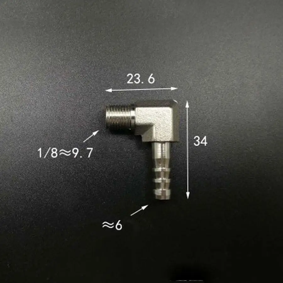 DN6 1/8 &quotBSP Мужской подходит 6 мм ID шланг локоть хомут фитинг Hosetail никелированный