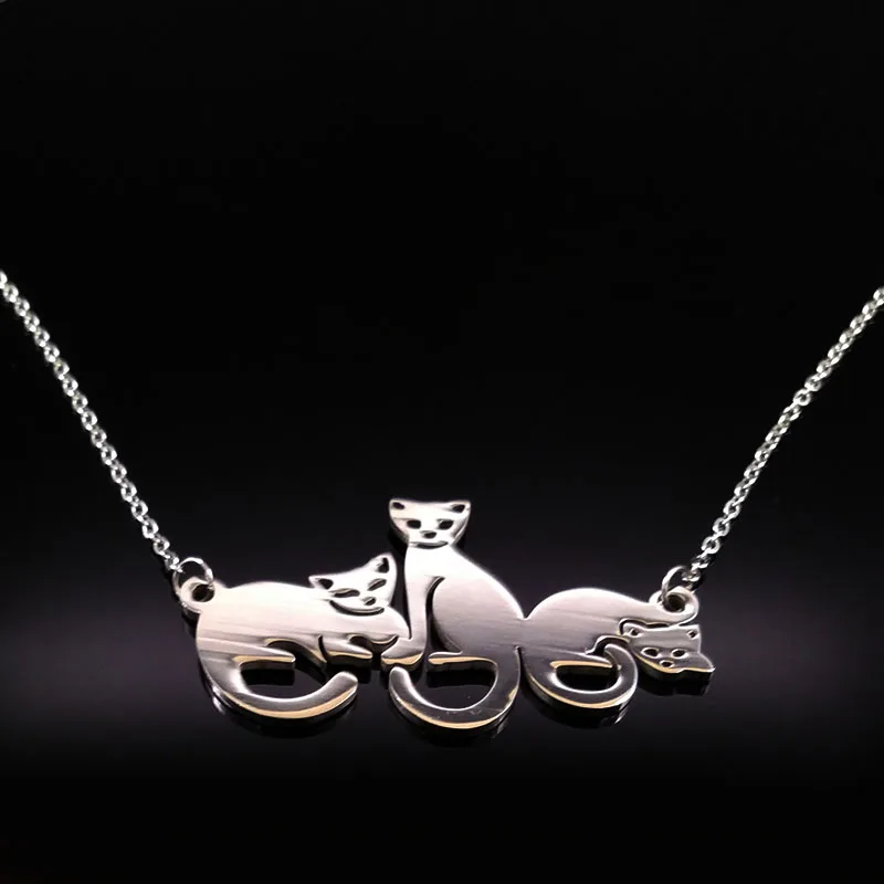2021 модное ожерелье BFF 3 Cat из нержавеющей стали для женщин ожерелья серебряного
