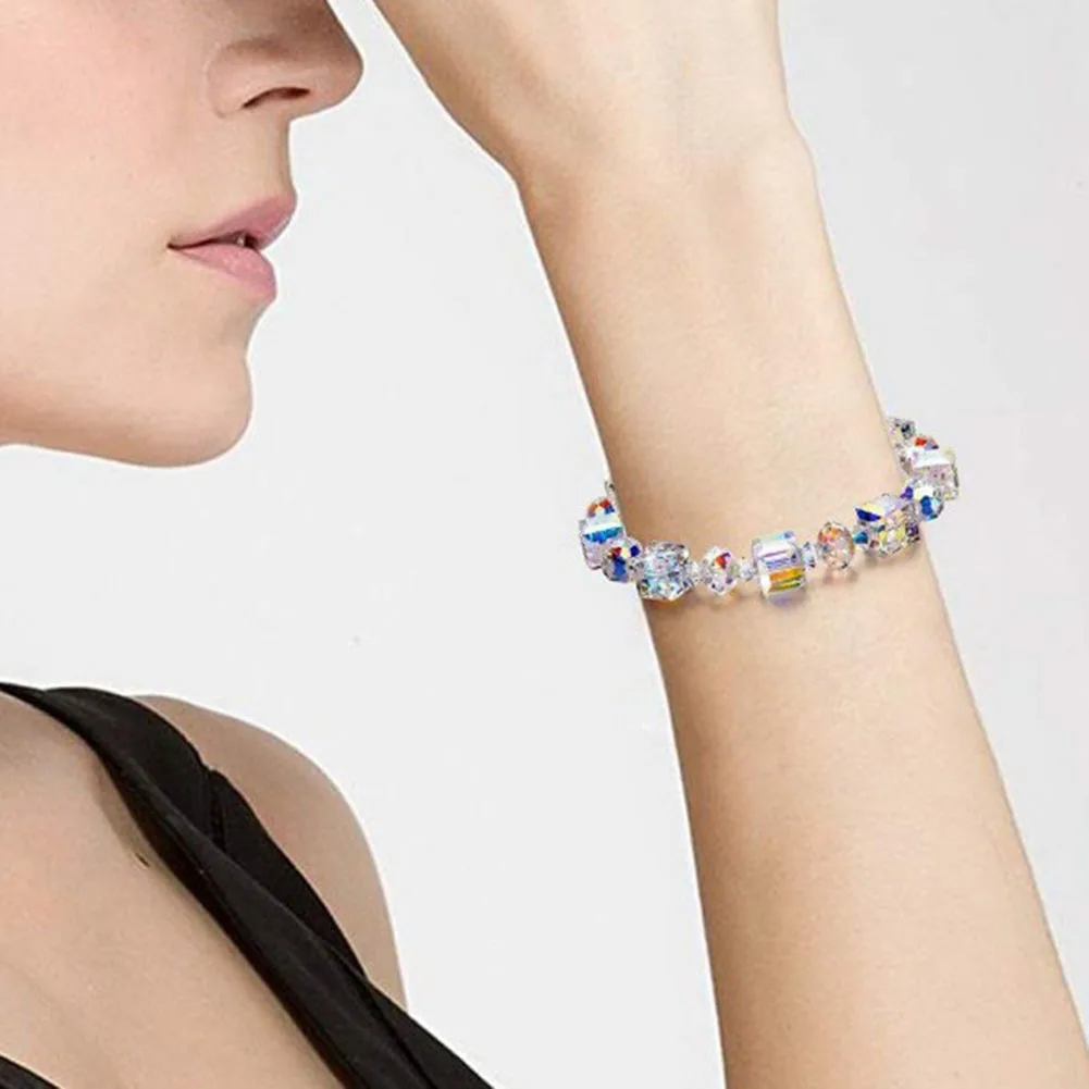 Женский браслет цепочка из звеньев с кристаллами модные ювелирные изделия