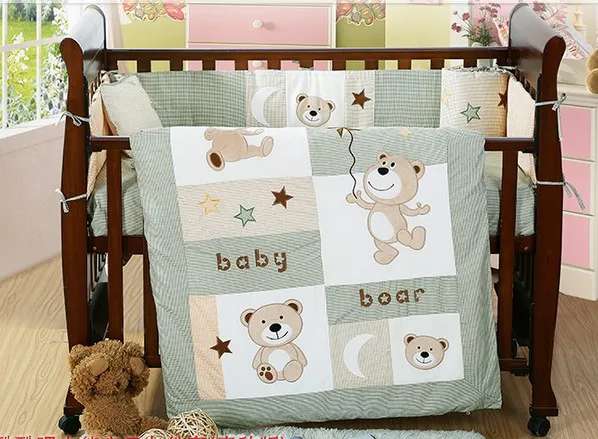 

Discount! 4PCS Embroidery baby crib bedding set for baby bed bumper ,include(bumper+duvet+sheet+pillow)