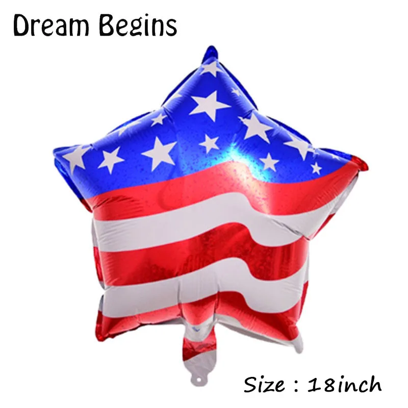 DB 2Pcs lot 18inch Captain America cartoon stars stripes national flag pentagram independence day birthday decoration balloons | Дом и сад