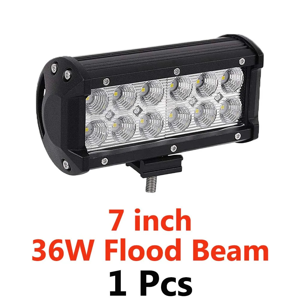 1pcs 36w Flood Beam 4, 7, 9, 12 лет 17 дюймов светильник бар рабочий светильник светодиодный бар светильник автомобиля 12v светодиодный бар для грузовиков ATV внедорожник балки 4x4 УАЗ пятно/Наводнение туман светильник - Цвет: 1pcs 36w Flood Beam
