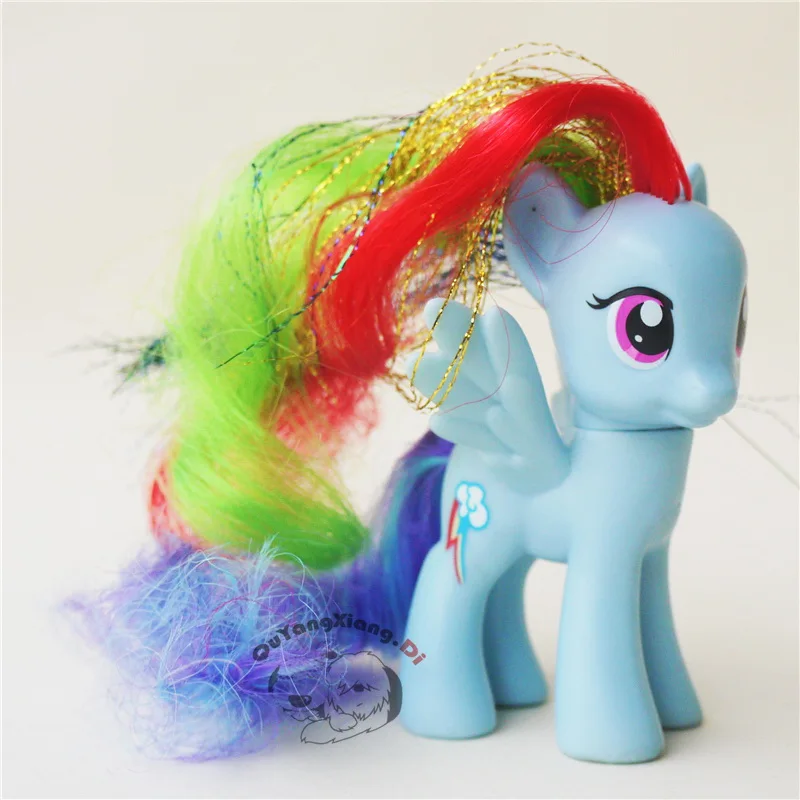 

P8-068 Action Figures 8cm Little Cute Horse Model Doll Gold wire Rainbow Dash Anime Toys for Children