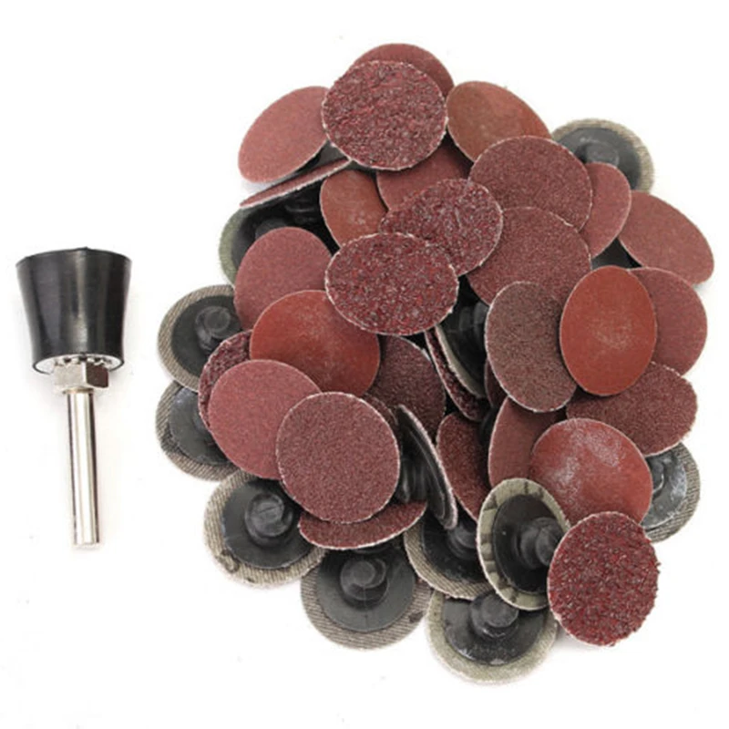 50 шт. R Тип рулонный замок шлифовальные диски W/оправка 36/60/80/120/220 Грит Пакет