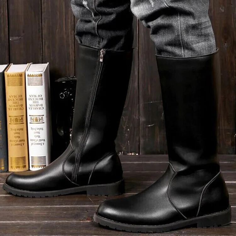 Винтажные Высокие Сапоги выше колена мужские армейские ботинки легкие кожаные