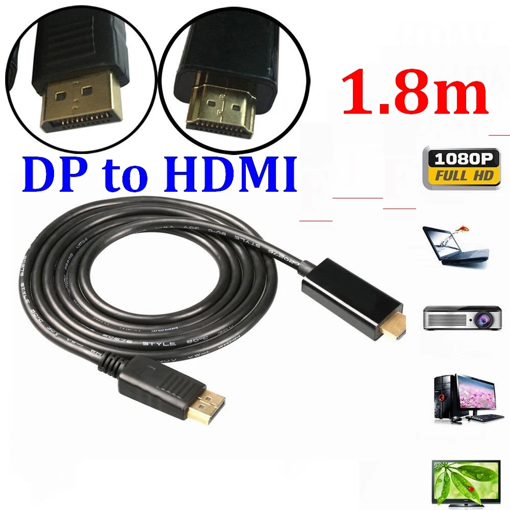 3M 10FT 1 8 M 6FT Displayport Кабель DP HDMI Male to Full HD высокоскоростной 100 шт|display port dp|to hdmihdmi male |