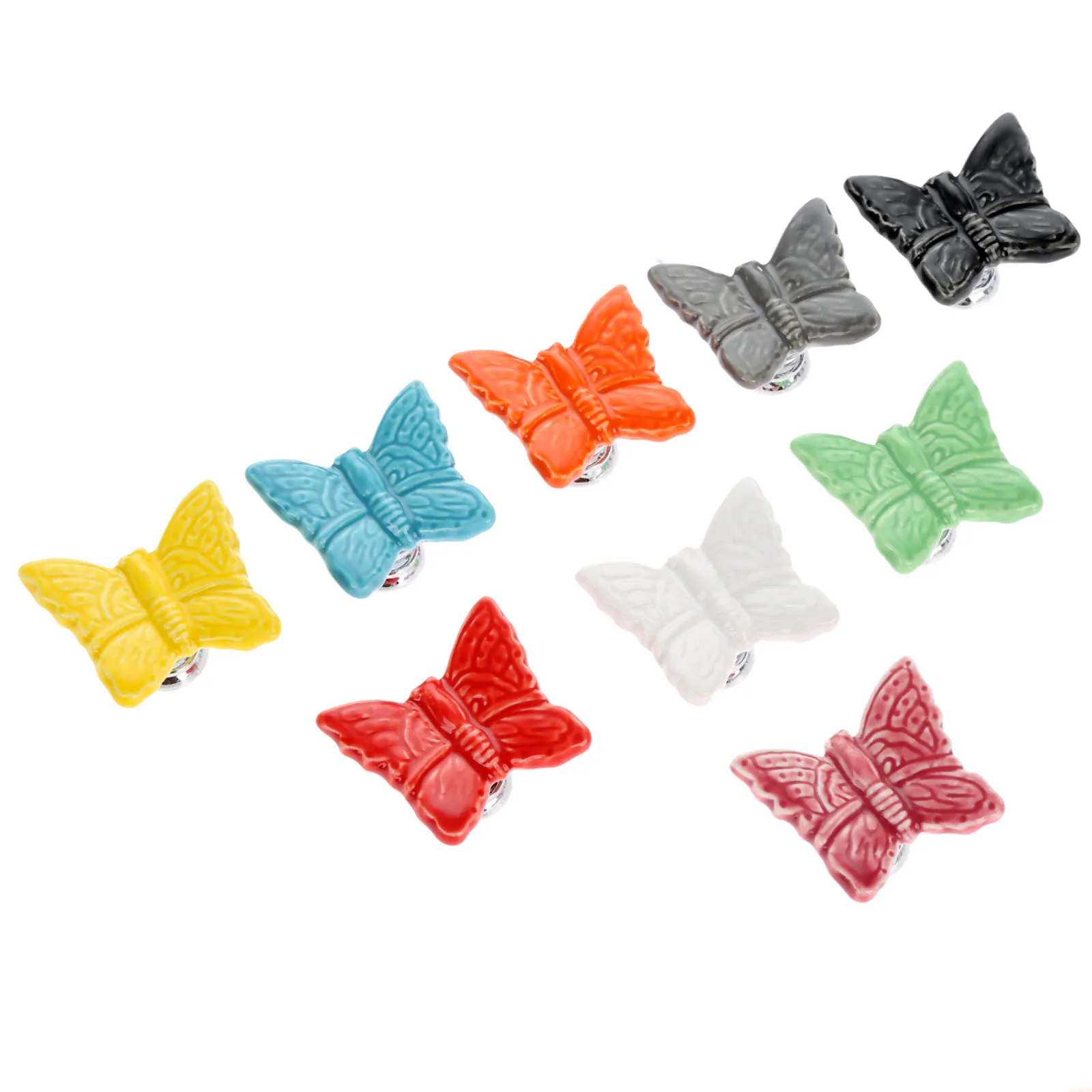 1Pc Butterfly Ceramic Dresser Knob Furniture Handles Cabinet Knobs and Door Cupboard Drawer Kitchen Pull Handle | Обустройство дома