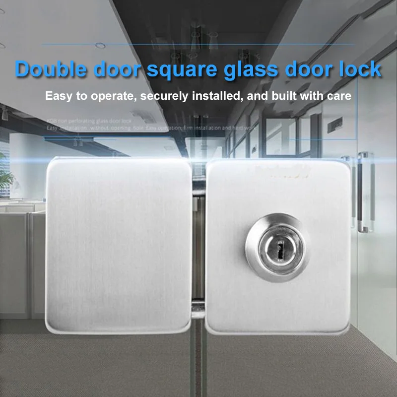 

High Stainless Steel 10-12mm Glass Door Lock Double Sides Open No Drilling Gate Lock LG66