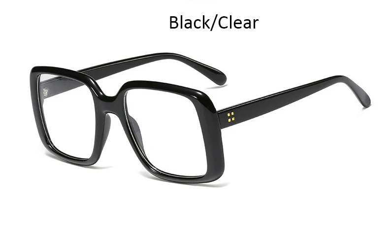 Black Clear Женская оправа для очков, Новые квадратные очки, прозрачная оптика, женские очки большого размера, модная женская оправа для очков - Цвет оправы: Black Clear