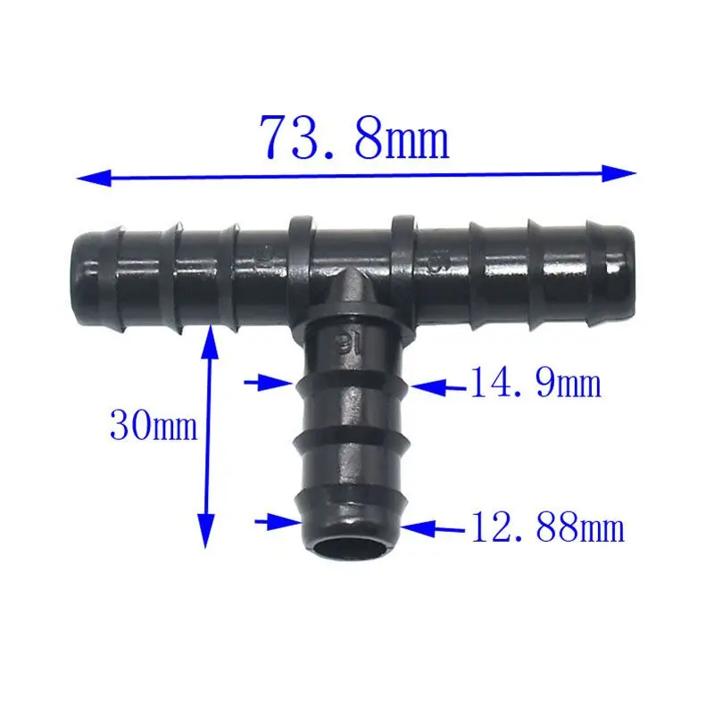 Теплица капельного орошения 16 мм тройник Барб Разъем 3 кольца садовый