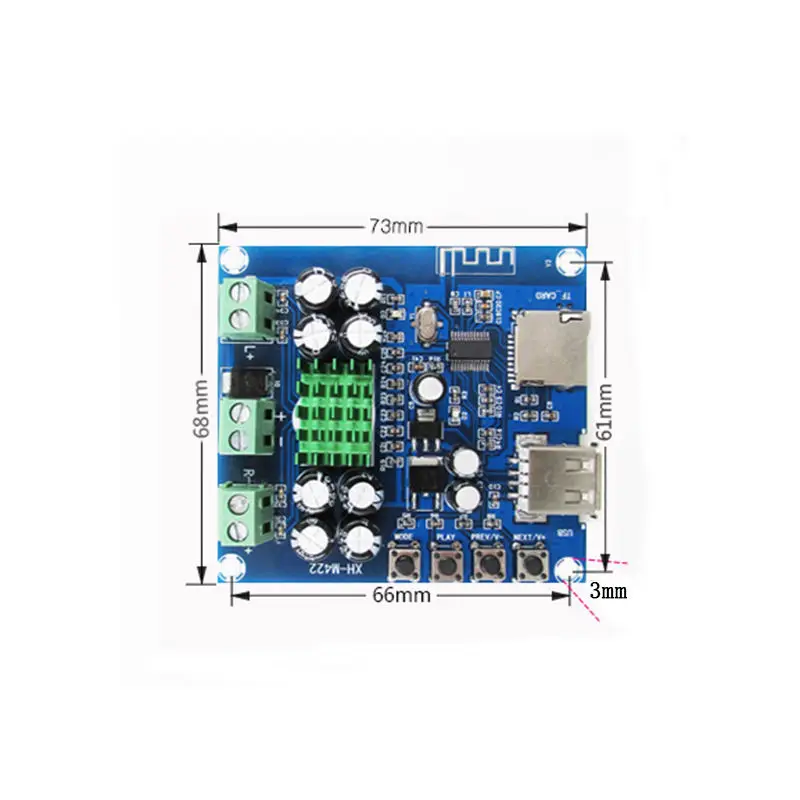 Tpa3116D2 Bluetooth Плата усилителя двухканальный 50 Вт + Dc 12 24 В поддержка tf карты u диск
