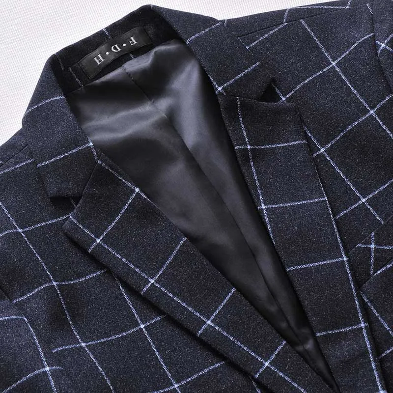 Мужской Клетчатый Блейзер Schinteon пиджак в клетку деловой костюм на одной пуговице