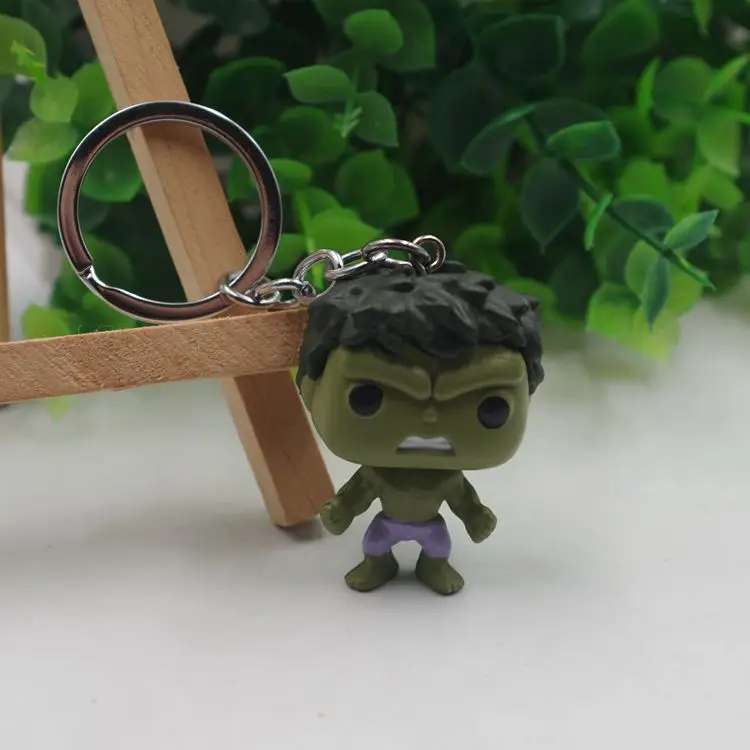 Funko ПВХ Марвел Мститель экшн-фигурка брелок супергерой Дэдпул Человек-паук Железный человек Халк 3D брелок для ключей с игрушкой брелок - Цвет: Hulk