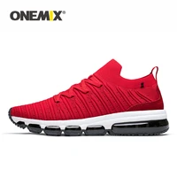 onemix shoes men sneakers lightweight soft knited fabric slip on air cushion damping jogging training shoes couple casual loafer