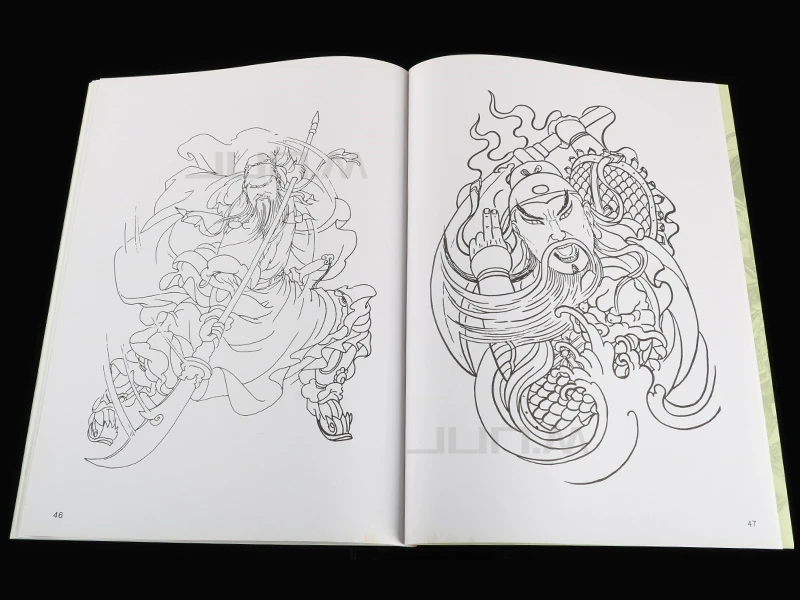А4 тату-книги древняя история рыцарские люди Guan Yu тату шаблон линия колпачок коллекция художественное руководство 56 страниц