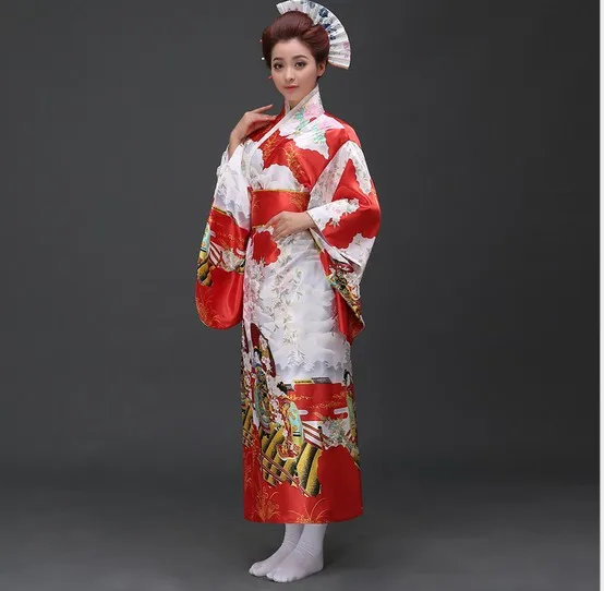 

New Arrival Japanese Women Original Yukata Dress Traditional Kimono with Obi Performance Dance Costumes One Size