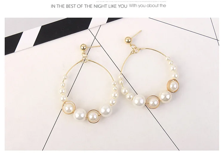 XT QU Wholesale fashion women circle earring with simulated pearl jewelry for bridal wedding free shipping | Украшения и